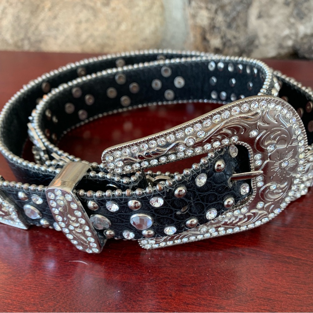 Studded Black and Silver Belt